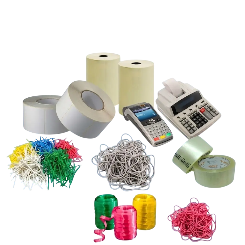 Etiquetas, fitas, bobinas e produtos de automação e papelaria