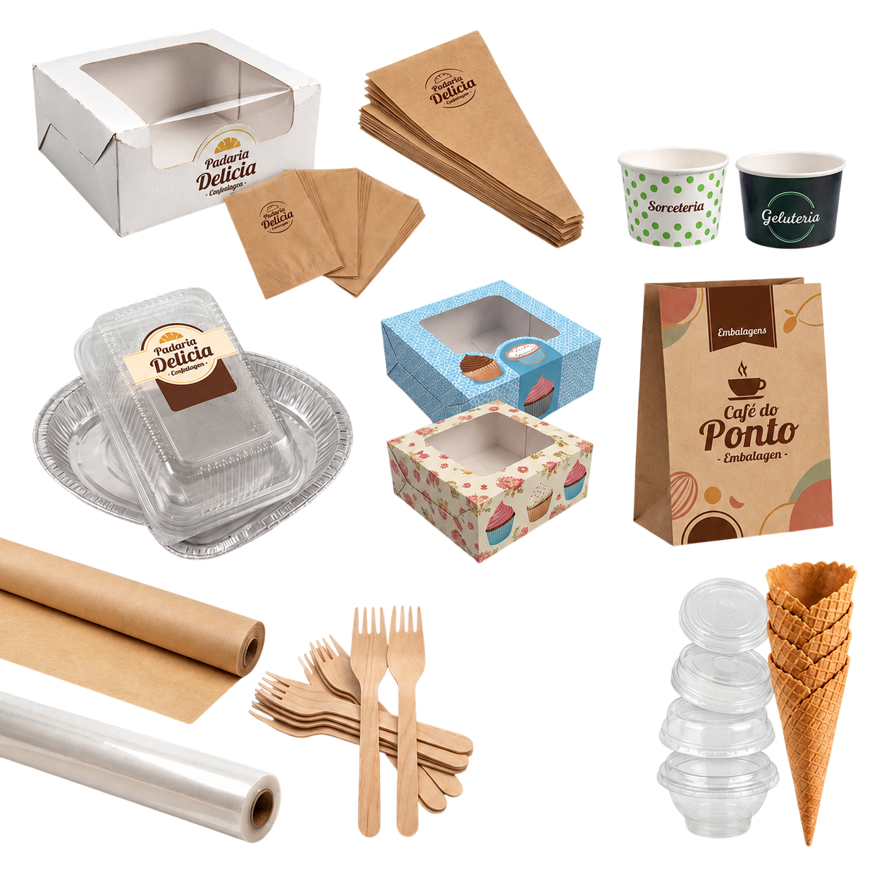 Embalagens e produtos para padarias, docerias e sorveterias